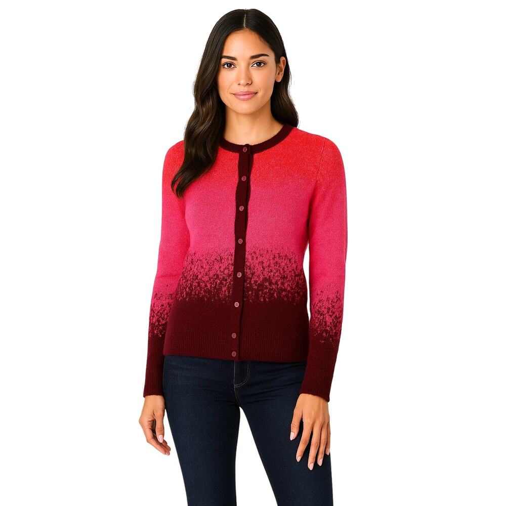 LOGO by Lori Goldstein Ombre Button Cardigan in Barberry – NEW Size Small